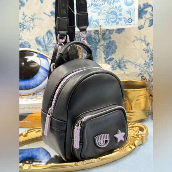 🆕 CHIARA FERRAGNI 🧿 NWOT Eye Star Mini Backpack, Black & Lilac - Picture 4 of 14